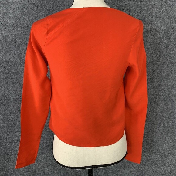 Line Dot Red Crop Top Women XS Long Sleeve Asymmetrical Neckline Side Zipper - Picture 7 of 12